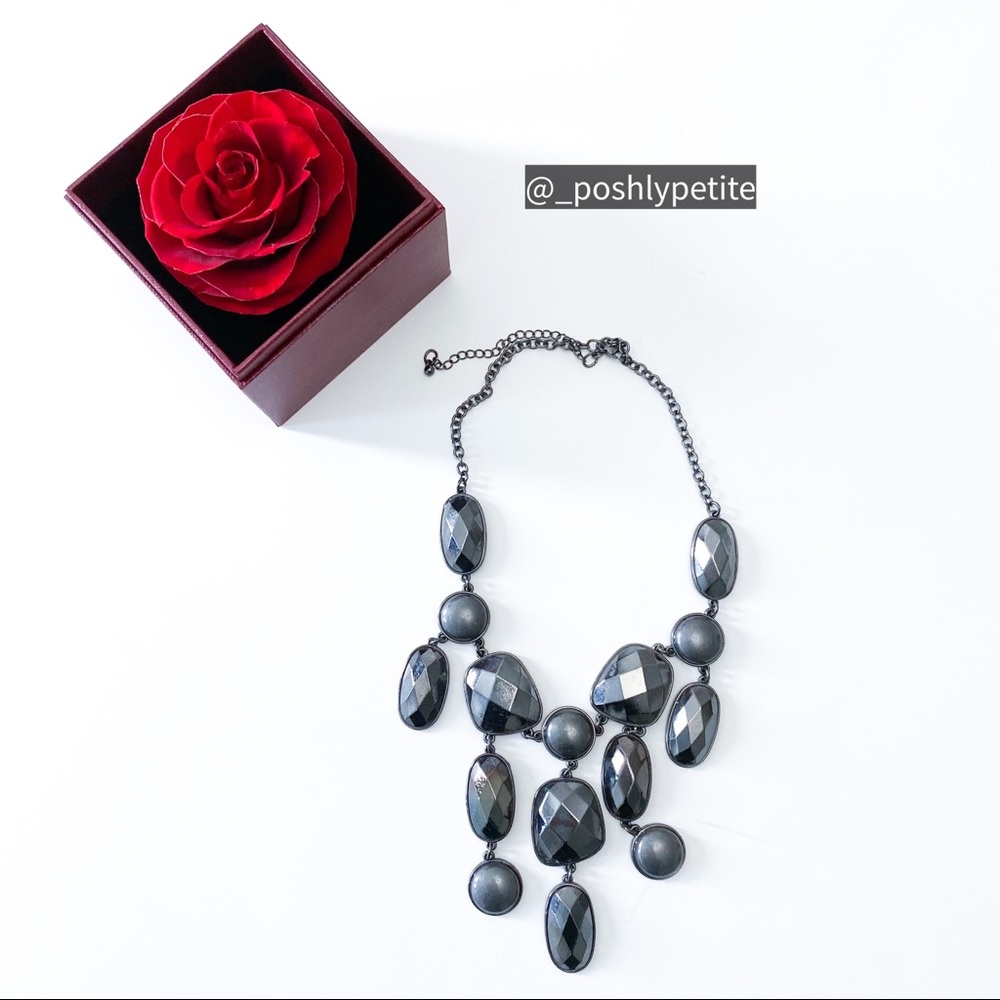Gunmetal chunky bubble bib layered necklace